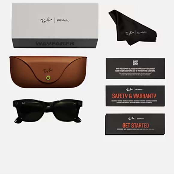 NIB Ray Ban Meta Wayfarer in Shiny black/ Green - Picture 7 of 7